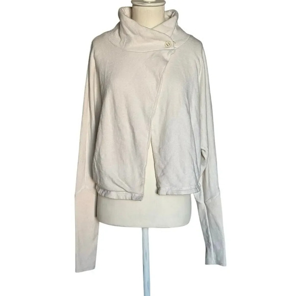 ALO Yoga Cropped Bolero Wrap Jacket Sweatshirt Cream Color Size M - Picture 1 of 6